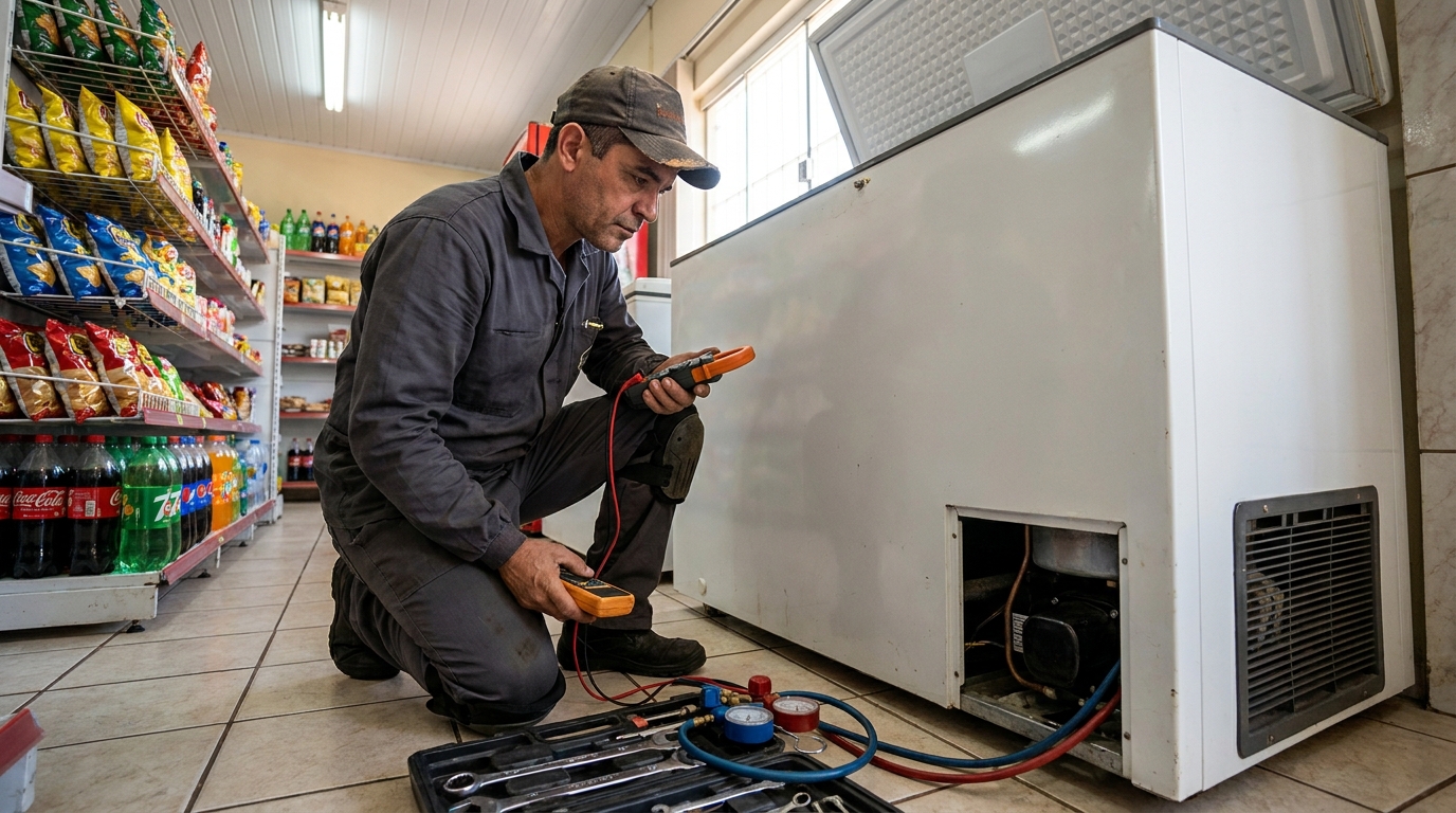 Reparo na placa eletrônica do freezer em Jundiaí‑SP