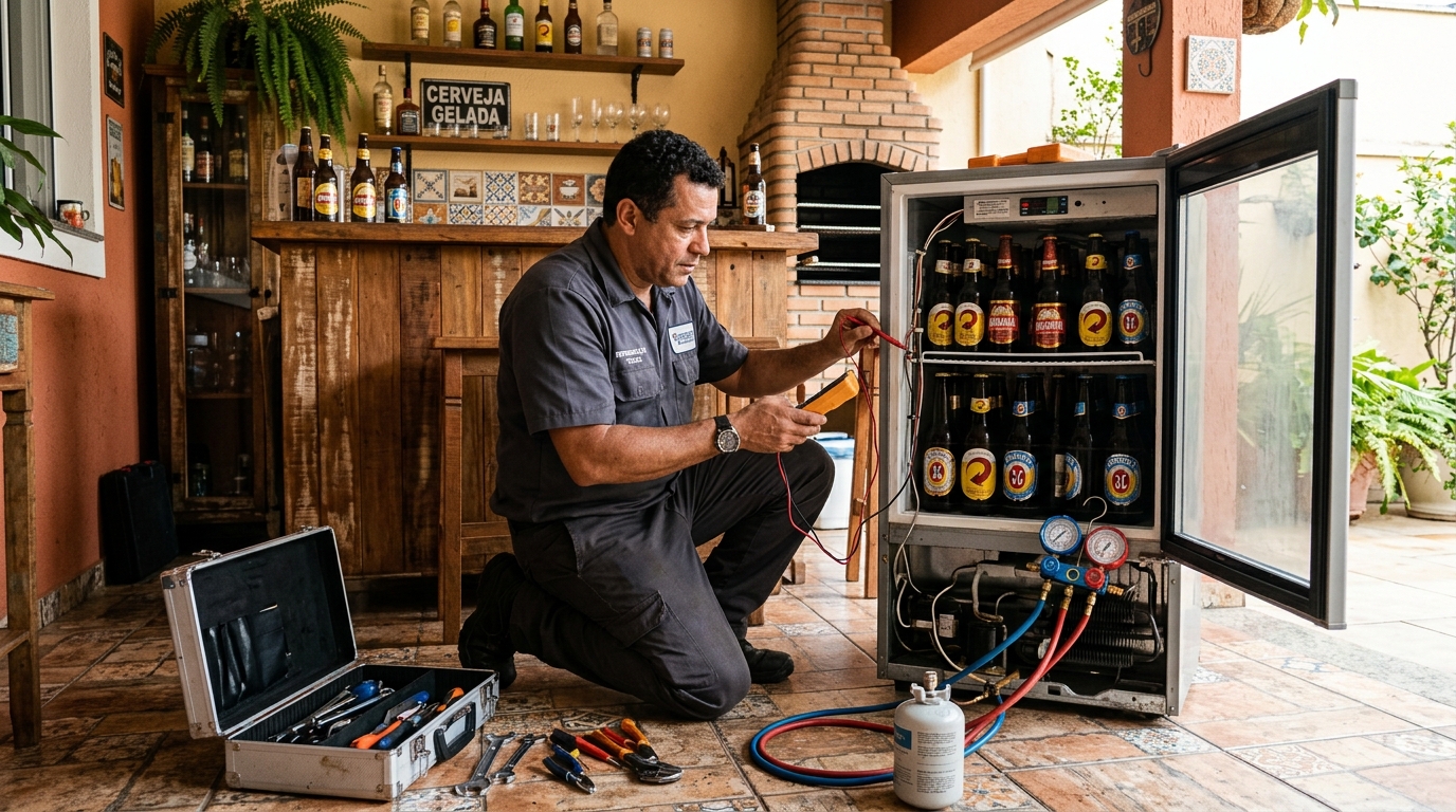 Aplicação de gás refrigerante em cervejeira atendida em Jundiaí‑SP